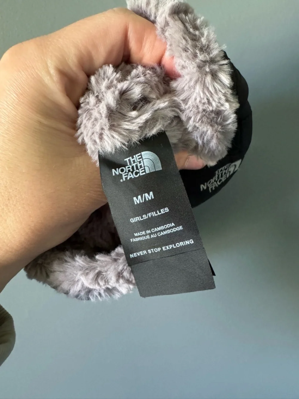 The North Face Girls Medium Black Insulated Winter Gloves Faux Fur Lined